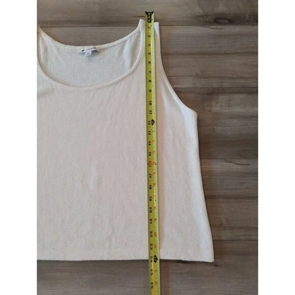 St. John Santana Knit Ivory Crop Length Tank Scoop Neck and Side Slit Top XL - Picture 9 of 12